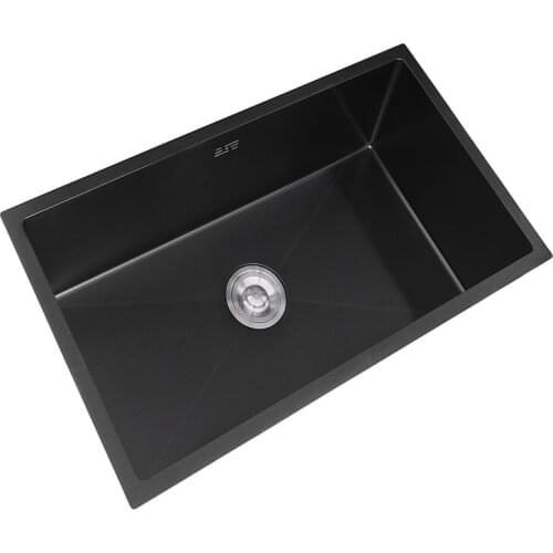 Full Size Black Under Mount Kitchen Sink Stainless Steel Handmade with Drain and Pipe Accessories 2638-7843cm