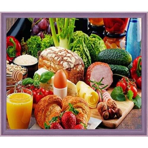 Full Square/Round Diamond Painting Kitchen Bread Cake Fruit Landscape Handmade Gift Diamond Embroidery Home Decoration