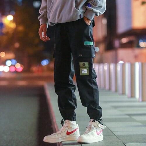 Casual Korean Fashion Trousers Hip Hop Joggers Pants 2021 Overalls Men Pockets Streetwear Cargo Pants Black Sweatpants