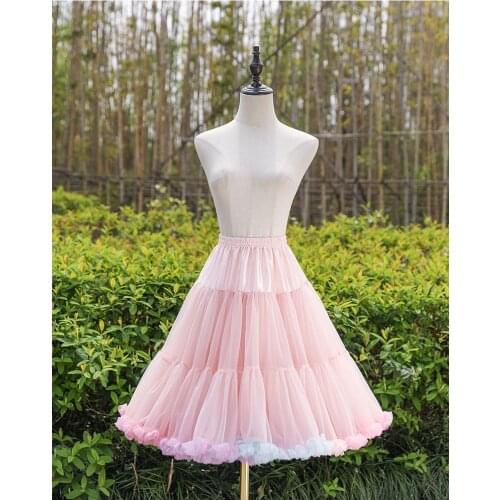Puffy Short Pink Halloween Women Crinoline Vintage Bridal Petticoat for Wedding Evening Cosplay Underskirt Rockabilly Tutu