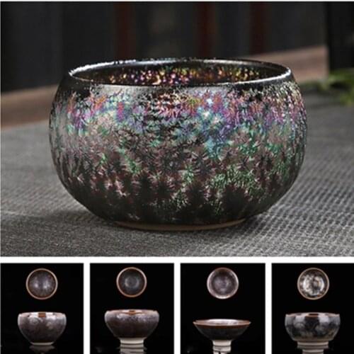 Colorful Peacock Single Tea Cup Jianzhan Tea Bowl Tianmu Glaze Teacup Ceramic Teacup