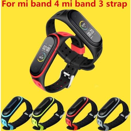 Double-breasted Mi Band 4 strap sport Silicone watch wrist Bracelet strap accessories bracelet smart for Xiaomi mi band3 4 strap