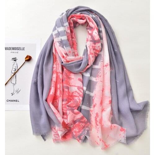 2021 New Ombre Geometric Print Fringe Scarf Shawls Long Soft Cotton Scarves Hijab Wrap 5 Color