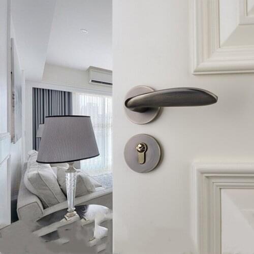 Modern aluminum alloy door lock mute bedroom living room door handle lock mechanical anti-theft lock core furniture hardware