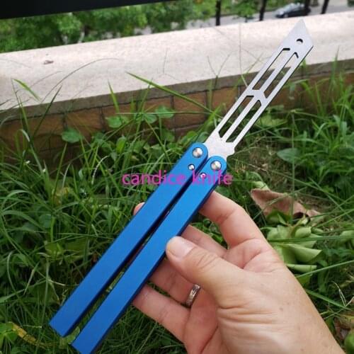 TheOne Squid Butterfly Trainer Knife Triton 440 Blade Channel Aluminum Handle Bushing System Jilt EDC Pocket Free-swinging Knife