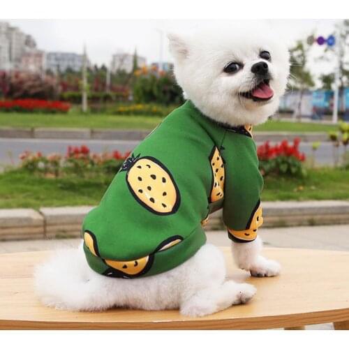 Cute Print Pet Dog Autumn And Winter Plus Velvet Sweater Dog Cat Pullover Pets Costume