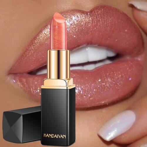 Lips Makeup Waterproof Long Lasting Pigment Nude Pink Mermaid Shimmer Glitter Lipstick Women Makeup Tools