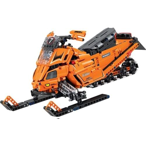 Winner 7068 961pcs Technic Turbo Snowmobile Moto Snow Motorcycle Motorbike Building Blocks Educational DIY Bricks Toys