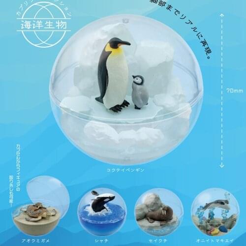 Japan QUALIA Gashapon Capsule Toys Penguins Model Table Ornaments Decoration Walrus Killer Whales Life In The Sea Sphere