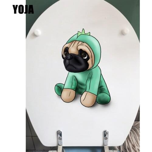 YOJA 16.3*23.2CM Lovely Dog Toilet Sticker Wall Decal Kids BedRoom Home Decor T3-0632