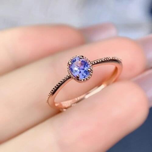 Jewelry Vintage 925 Silver Tanzanite Ring for Party VVS Grade Natural Tanzanite Ring Silver Gemstone Ring Gift for Girl