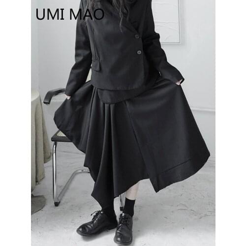 UMI MAO Spring Clothing Yamamoto Style Dark Irregular Skirt Female Black Loose Deconstruction Niche Design Skirt Womens Trend