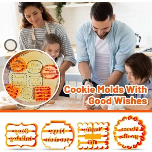 1pcs Cookie Molds With Good Wishes Cookie Form with Fun and Irreverent Phrases Cookie Moulds For Baking Biscuit Cutters