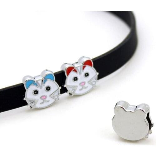 10pcs/lot Internal Dia 8mm Tiger Slide Charm DIY Accessories fit 8mm wide belt pet collar