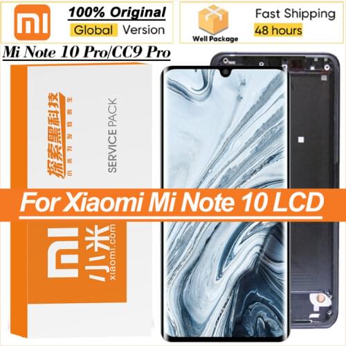 100% Original 6.47" Amoled Display with frame for XiaoMi Mi Note 10 Pro Mi CC9 Pro Touch Screen Digitizer Assembly Repair Parts