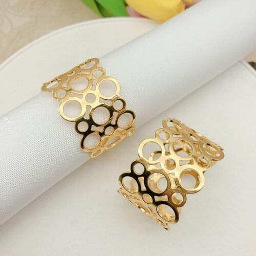 12/PCSCloth ring, small metal circle, napkin ring, napkin clasp, gold napkin ring hollow out