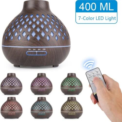 400ml Wood Essential Oil Diffuser Ultrasonic Usb Air Humidifier With 7 Color Led Lights Remote Control Office Home