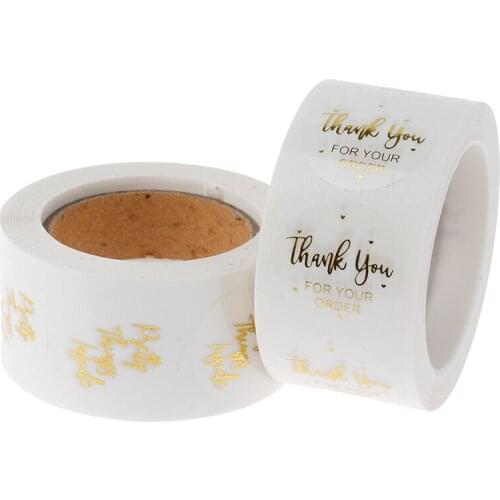 500pcs Pink Label Paper Roll Thank You Sticker For Baking Wedding Decoration Party Sticker Seal Labels Gift