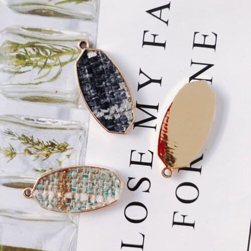 Wool Stuff Spacer Oval Eardrop Pendant Necklace Supplies for Jewelry Making Earring Accessories Components 6pcs KP2081