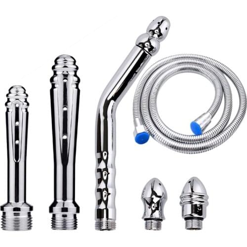 7Pcs/Set Aluminum Alloy Bidet Anal Clean Enema Bidet Small Shower Head Vaginal Washing Private Parts Cleaning With Hose