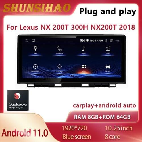 Qualcomm GPS navig Android 10 For 10.25inch Lexus NX AZ10 200t 300h nx200T 2018-2020 1920*720 car radio multimedia carplay head