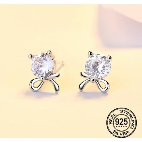 Bowknot Stud Earrings 925 Sterling Silver Needle For Women Korean Fashion Hot Sale Hypoallergenic New Trendy Lady Party Jewelry