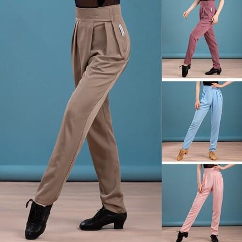 Latin Dance Pants Women High-Waist Ballroom Dacing Clothes Adult Practice Clothing Cha Cha Samba Tango Training Trousers BL5966