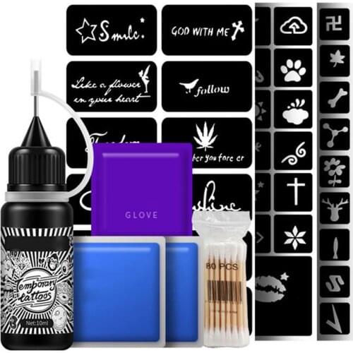 Temporary Tattoo Juice Ink Body Art Paint 1 set Body Paint Kit Makeup Supplies Waterproof India For Tattoo Body Paint Art Cream