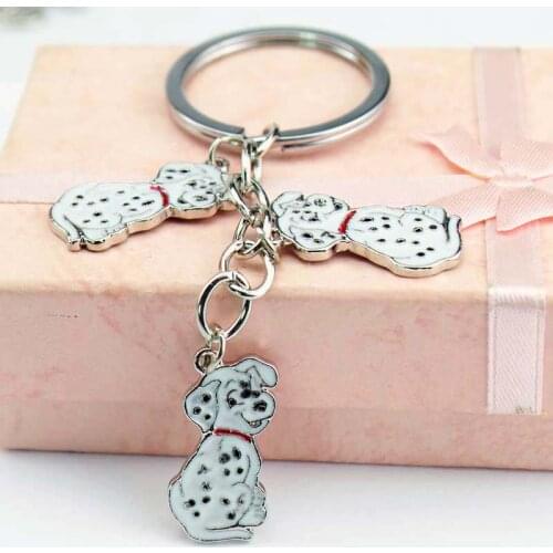 Dalmatian dog pendant key chains for men women white gold color metal alloy pet bag charm car keychain key ring holder keyring