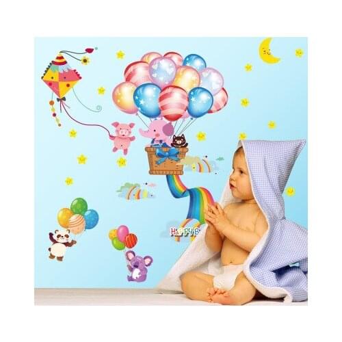 DIY Cartoon Colorful Balloon Kids Room Decoration Wall Sticker DIY Animal Home Decal Stickers Wall Decor Poster Wallpaper