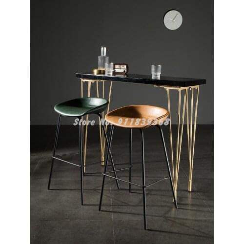 European Style Industrial Leather Art High Chair Bar Chair New Chinese Style Back Iron Art High Stool Retro Front Desk Cashier C