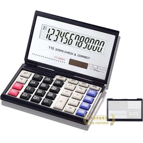 CT-8855V Box Flip Calculator Creative Calculator 12 Digit ABS Plastic Ordinary Dry Battery Black Count Computer