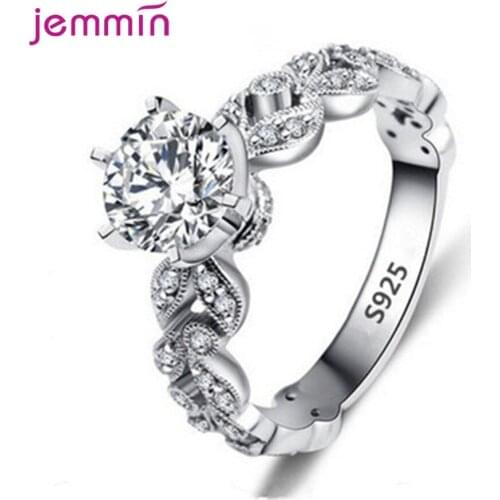 Good Quality Six Claws Australia CZ Stones 925 Sterling Silver Rings For Women Leaf Shape Fashion Wedding Engagement Jewelry