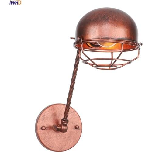 IWHD Loft Decor Retro Vintage Wall Light Bedroom Mirror Stair Porch Rust Swing Long Arm Wall Lamp LED Applique Murale Luminaire