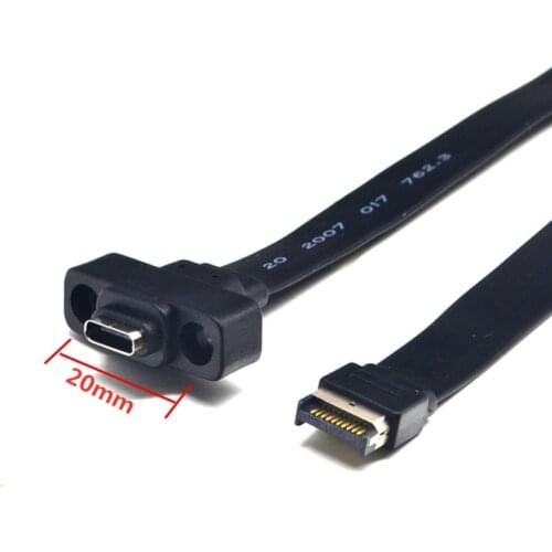 USB3.1 baffle cable TYPE-E Male to type-C front C female chassis PCI bit wire short 10Gbps flat cable 0.3m 0.5m 0.8m
