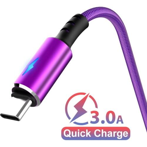 USB Type C Cable for xiaomi redmi k20 pro 1.2M 3M USB C Mobile Phone Cable Fast Charging Type-C Data Cable for Samsung Huawei