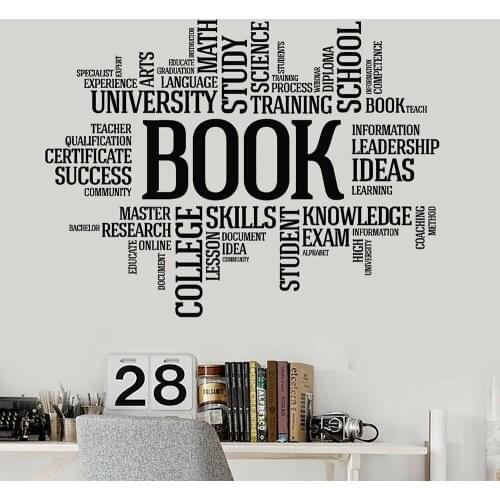 Classroom Vinyl Wall Decal Books Words Bookworm Library Book Shop Window Decortion Home Bedroom Wallpaper M288