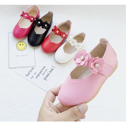 Little Teens Girls Toddler Flower Children White Red Wedding Party Dress Princess Leather Shoes For Girls School Shoes New 2019