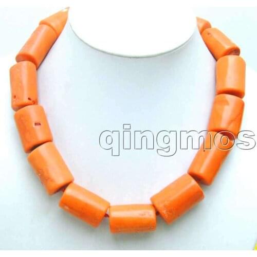 Beautiful! Big 20-30mm GENUINE NATURAL Thick Slice Orange Coral Long 20" Necklace-5596 wholesale/retail Free shipping