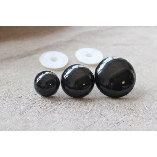 50pcs/lot 30mm-40mm-50mm high quality FULL BLACK round safety eyes + washer for diy puppet plush doll findings