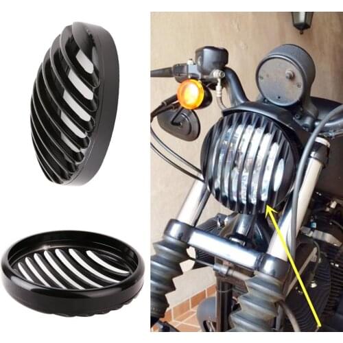 5.75" 5 3/4" Led Headlight Grill Cover For Sportster XL 883 Iron 1200 04-14 Custom XL1200C 1200 Motorcycle