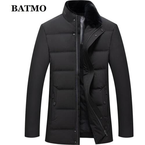 BATMO 2019 new arrival winter rabbit fur collar 90% white duck down jackets men,plus-size M-4XL 8908