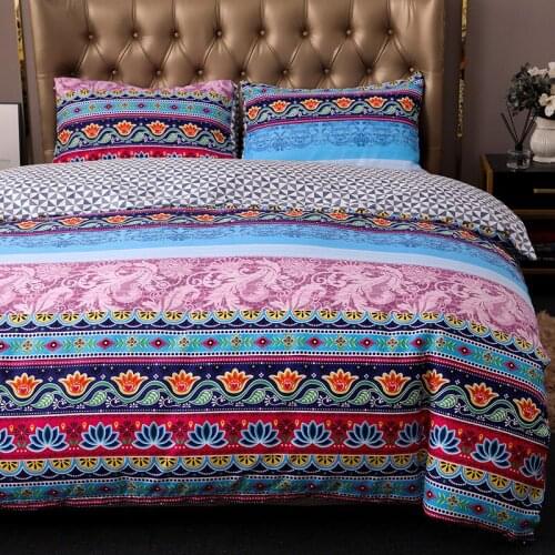 Boho Stripe bedding set Ethnic Vintage Hipster Aztec Pastoral Country Style Bohemian Queen King Duvet Cover set 100% Microfiber