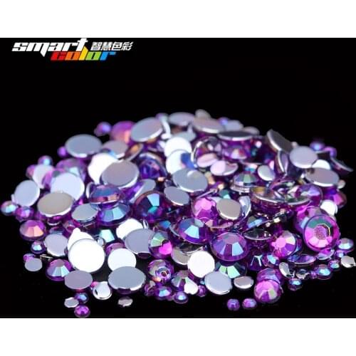 Newest Fashion Many Sizes Purple AB Color Acrylic Rhinestones Shoes Clothing Decorations Sparkling Nail Art Decorations
