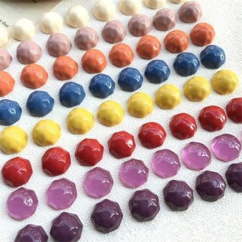 New style 100pcs/lot color print 16mm geometry shape resin flatback beads without holes diy jewelry earring accessory