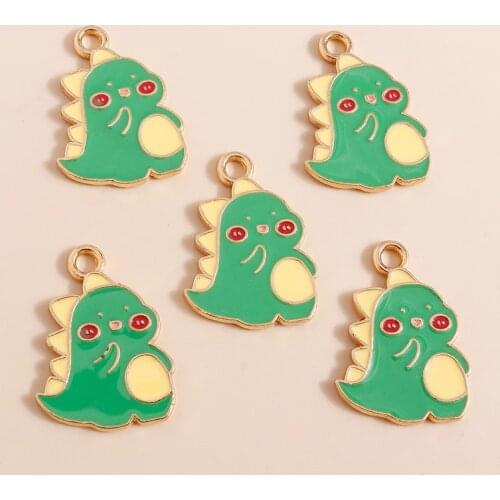 10pcs 17*24mm Cute Baby Dinosaur Charms Pendants for Necklaces Earrings Making DIY Handmade Animal Craft Supplies Accessories