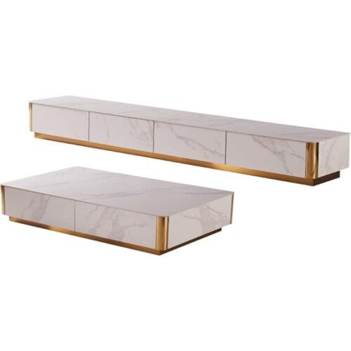 Simple round corner rock table TV cabinet simple modern living room table TV cabinet combination light luxury column table