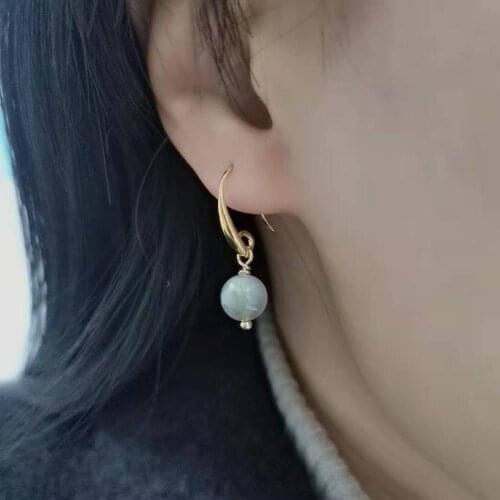 Natural Stone Geniune Labradorite Earrings Round Gemstones Charms 14K Gold Filled Simple Drop Dangle Earrings For Women Jewelry