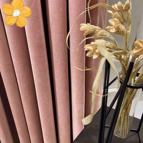 Modern Nordic Minimalist Curtain Pure Color Exquisite Flannel High Shading Custom Finished Curtains for Living Room Bedroom