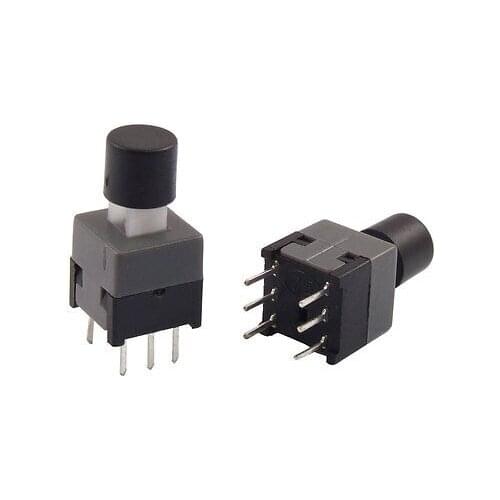 8.5 x 8.5mm x 18mm Black Round Cap Tact Tactile Push Button Switch Lock